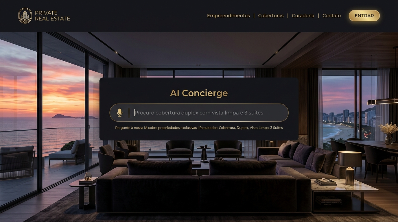 Simulação de Site Imobiliário de Luxo com anfitrião de IA Enigma